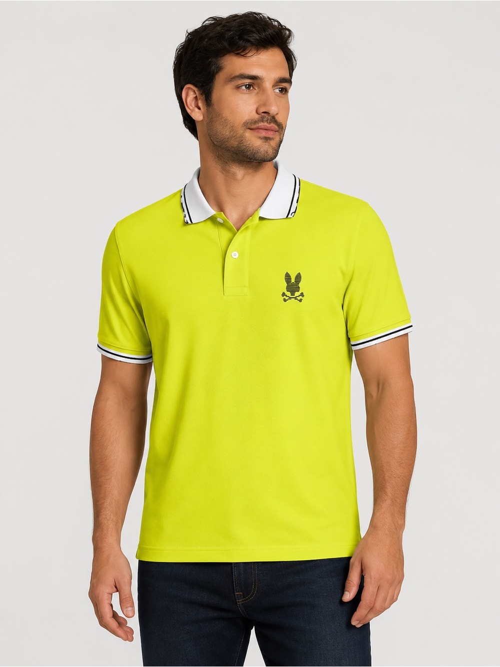 Psycho Bunny Mens Polo Shirt Size 4( Adult Size S) Neon Lime Green  Short Sleeve